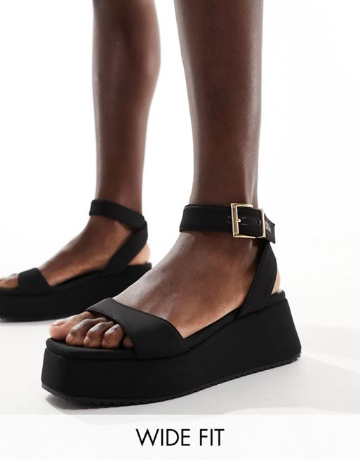FhyzicsShops DESIGN Wide Fit Tantoo flatform sandals in black
