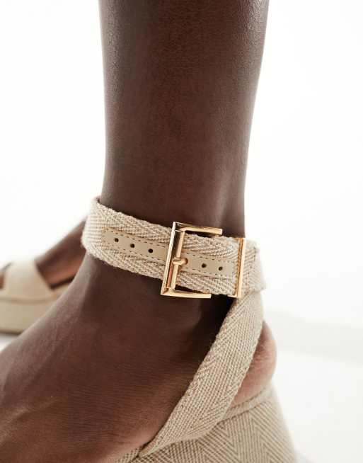ASOS DESIGN Wide Fit Tantoo flatform sandals in natural fabrication, 3 of 4