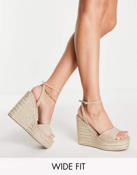 ASOS DESIGN Wide Fit – Tasha – Beige espadriller med kilklackar och bred passform - view 1