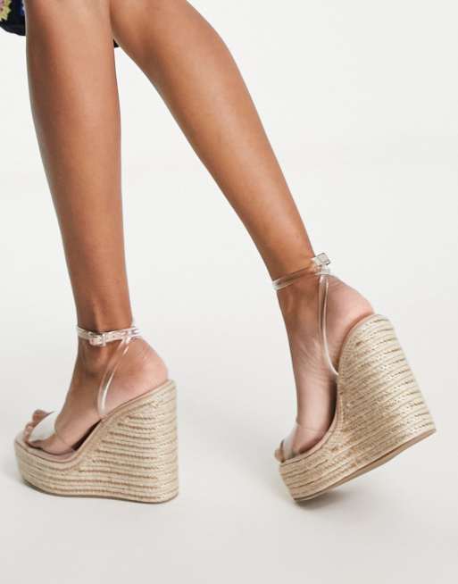 ASOS DESIGN Wide Fit Tasha espadrille wedges in white