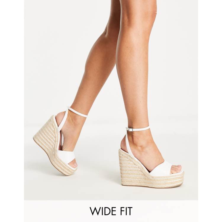 ASOS DESIGN Wide Fit Tasha espadrille wedges in white