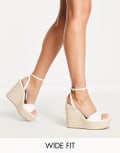 [ASOS DESIGN] ASOS DESIGN Wide Fit Tasha espadrille wedges in white 11 WHITE