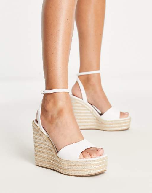 ASOS DESIGN Wide Fit Way espadrille wedge mules in tan