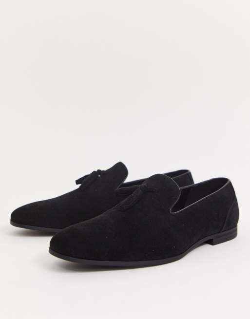 Asos design tassel loafers deals in black faux suede