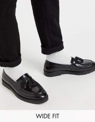 wide black loafers