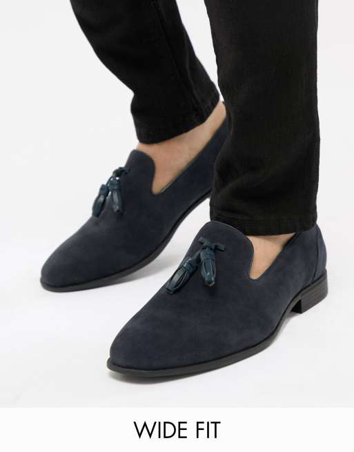 Navy wide sale fit loafers