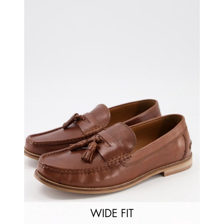 ASOS DESIGN loafers in tan woven leather - ShopStyle