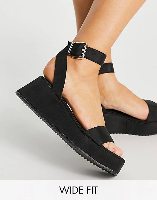 Women Flat Sandals/Wide Fit Tatiana flatform sandals in black 