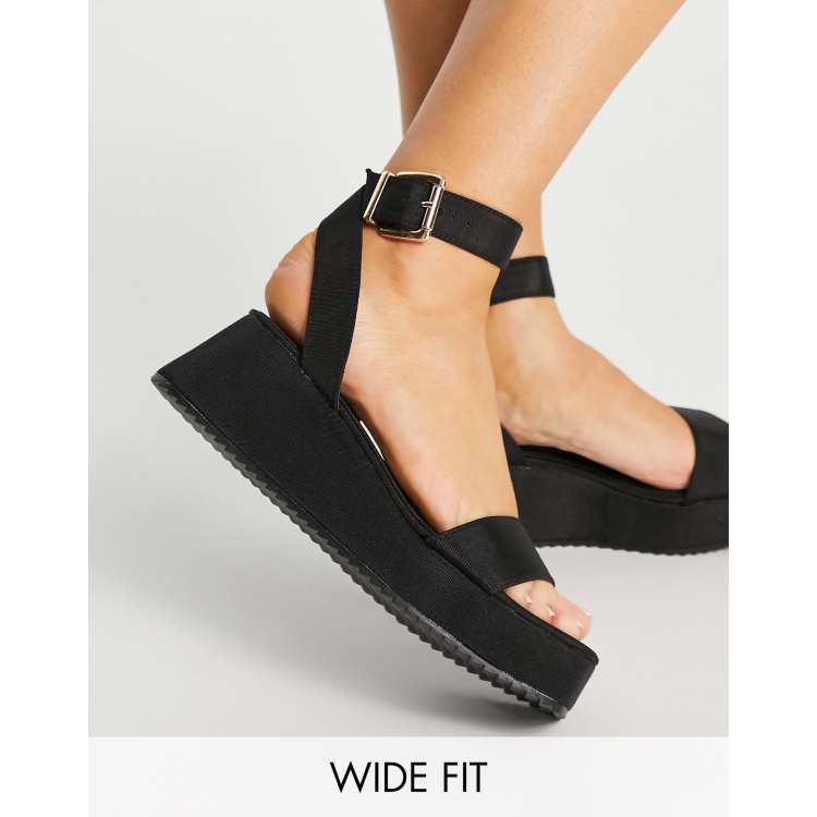 Wide fit hot sale black flatforms