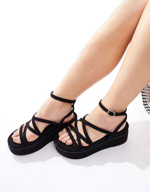 Asos black strappy sandals online