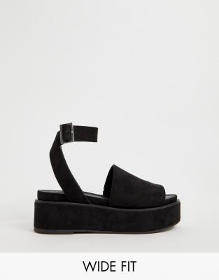 asos design wide fit taylor flatform sandals