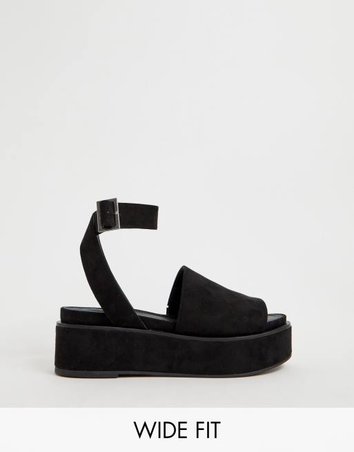 Asos design tabitha chunky 2025 flatform sandals in black