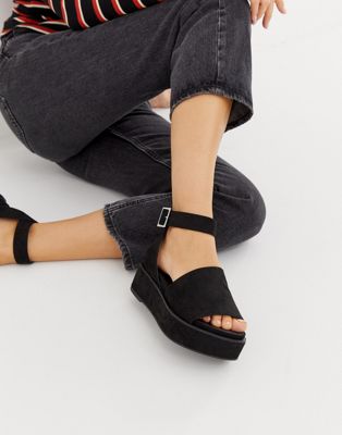 asos design wide fit taylor flatform sandals