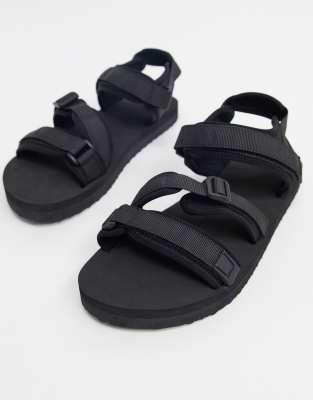 black sandals with 2 straps