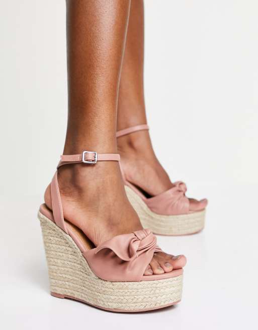 ASOS DESIGN Wide Fit Tier bow espadrille wedges in | ASOS