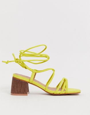neon yellow strappy sandals