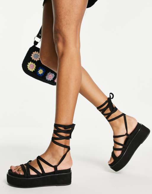 Black flatform best sale sandals asos