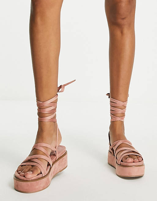  Sandals/Wide Fit Total tie leg flatform sandals in taupe 