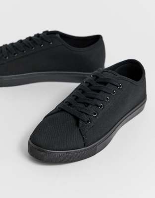 black canvas trainers