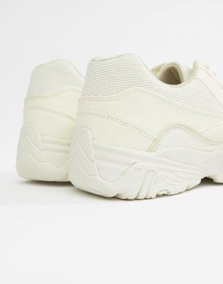 wide fit chunky white trainers