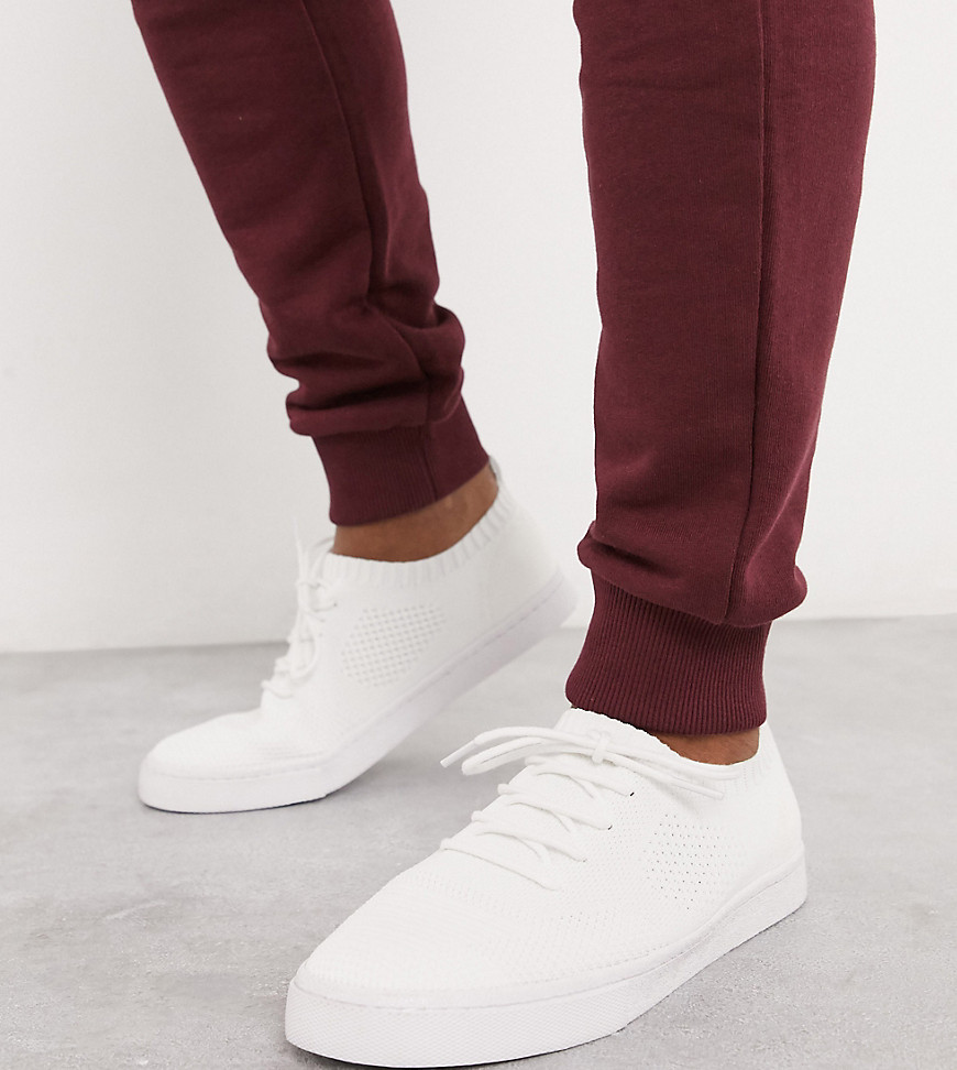 ASOS DESIGN Wide Fit trainers in white knitted mesh