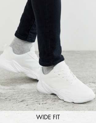 ASOS DESIGN Wide Fit trainers in white mesh