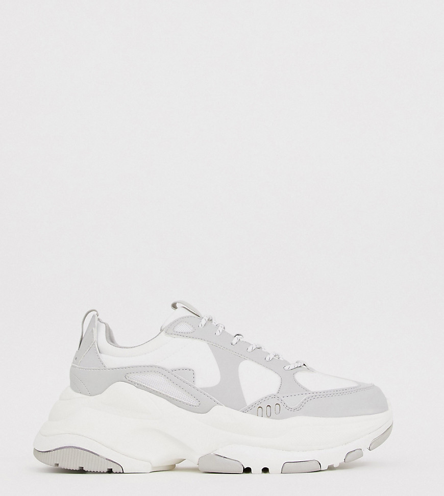 ASOS DESIGN Wide Fit trainers in white mix mesh with chunky sole
