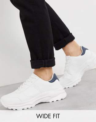 wide fit white trainers