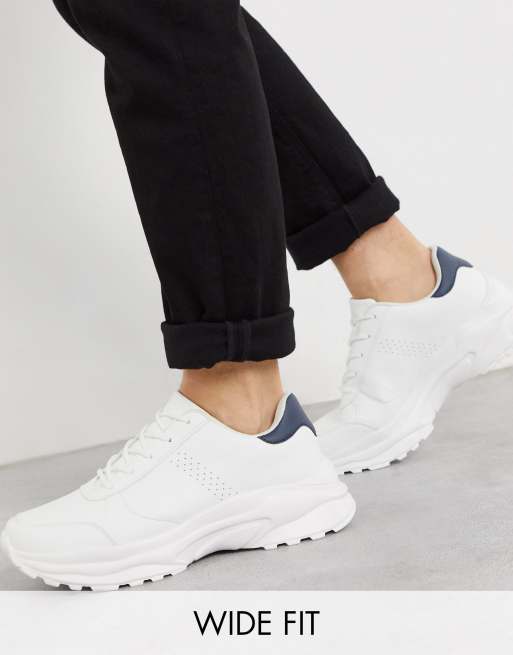ASOS DESIGN Wide Fit trainers in white with chunky sole ASOS