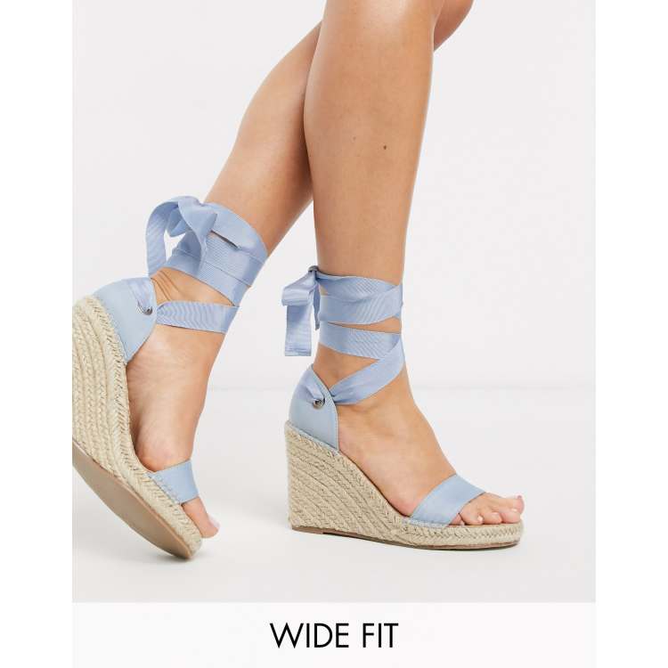 Espadrille wedges sale with ribbon ties