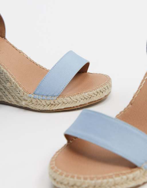 Tie Leg Denim Espadrille Wedges