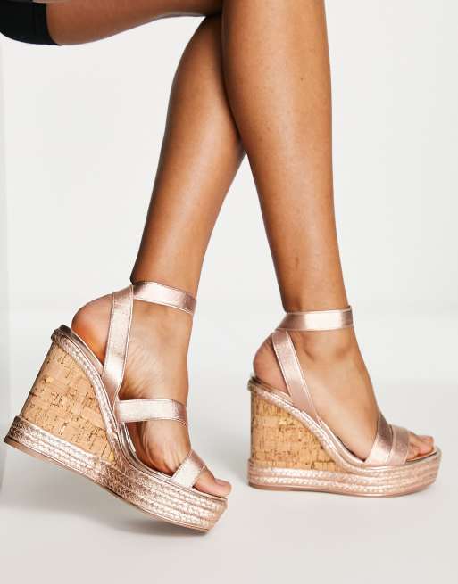 Rose gold shop shoes wedges