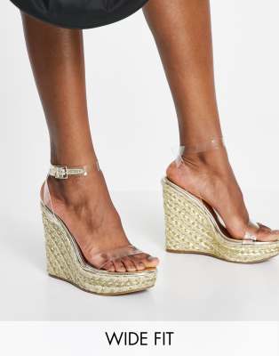 ASOS DESIGN WIDE FIT TULA ESPADRILLE WEDGES WITH CLEAR STRAP,ASOS DESIGN C