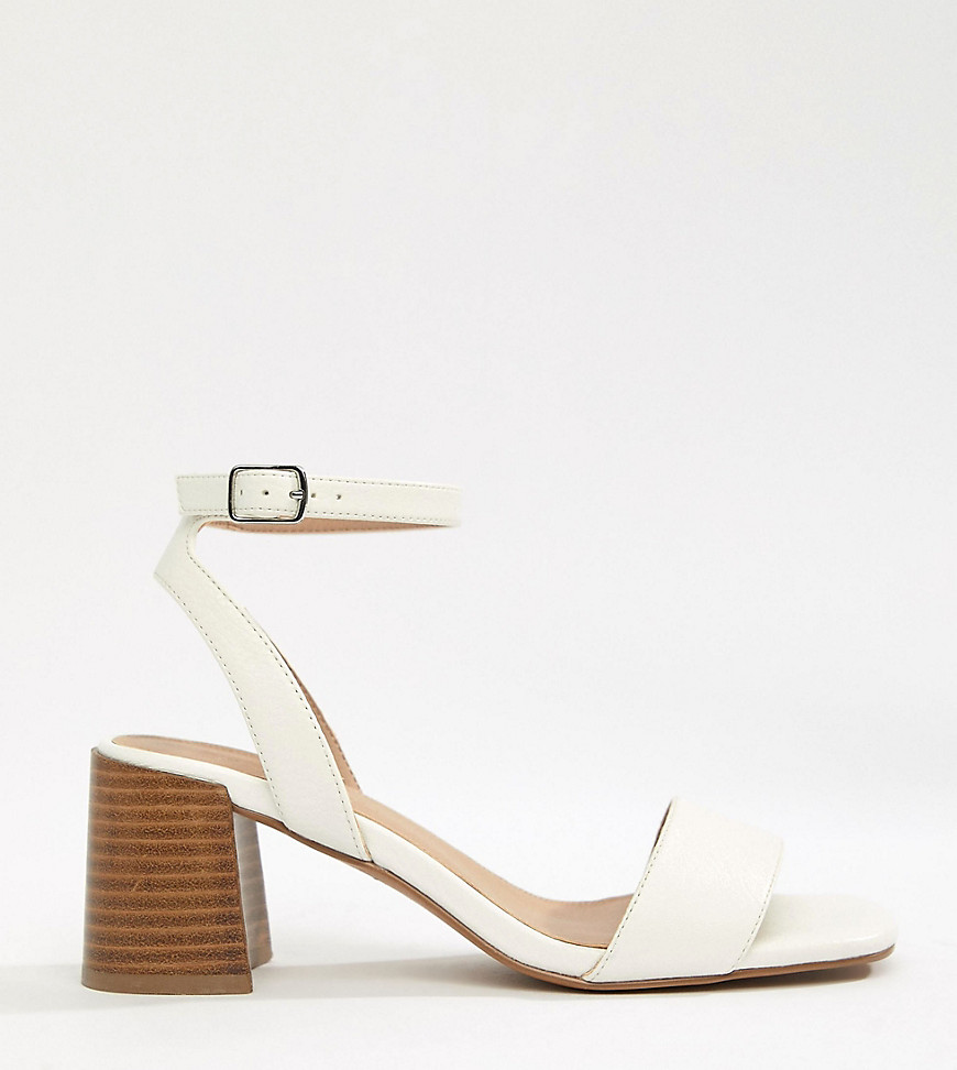 ASOS DESIGN Wide Fit Tyrell Block Heeled Sandals-White
