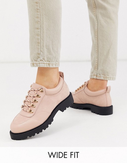 ASOS DESIGN Wide Fit Vacate chunky hiker flat shoes in beige