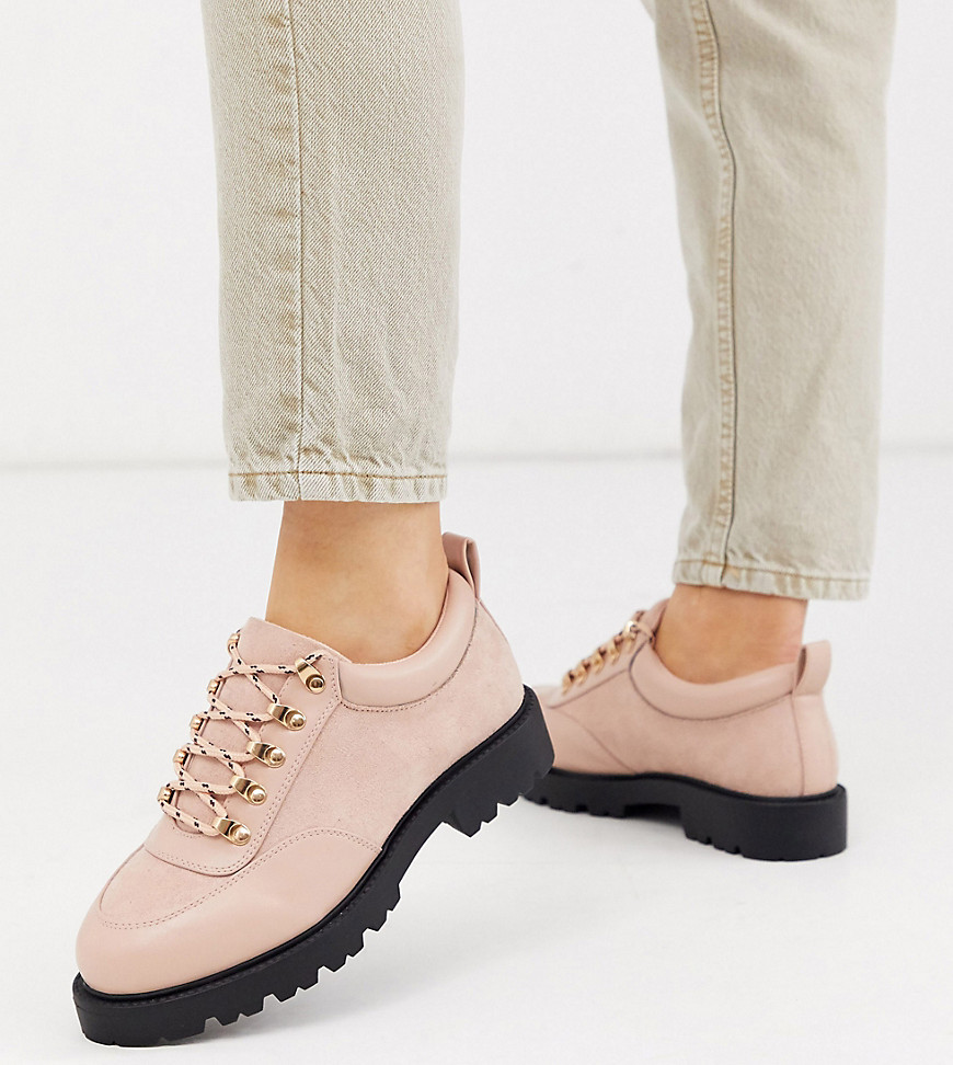 ASOS DESIGN Wide Fit Vacate chunky hiker flat shoes in beige