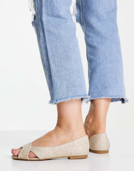 ASOS DESIGN Wide Fit - Vale - Natufarvede ballerinaer med åben tå, 2 af 4