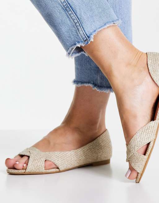 ASOS DESIGN Wide Fit - Vale - Natufarvede ballerinaer med åben tå, 3 af 4