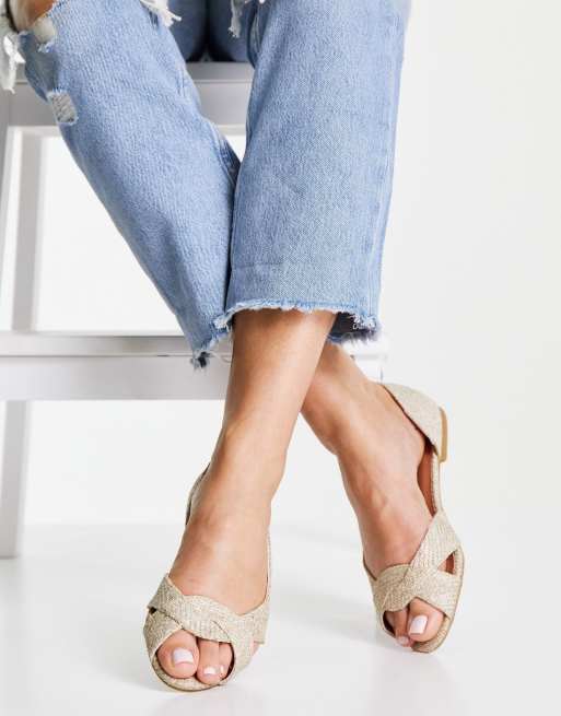 ASOS DESIGN Wide Fit - Vale - Natufarvede ballerinaer med åben tå, 4 af 4