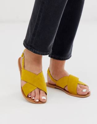 yellow 2 strap sandals