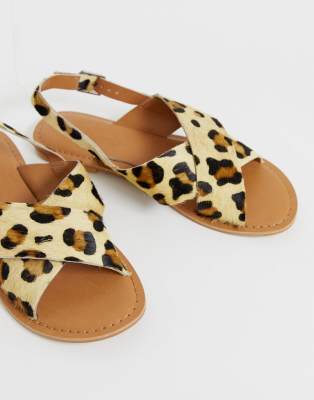 wide fit leopard sandals