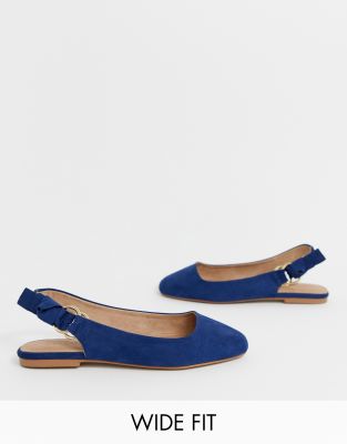 wide navy flats