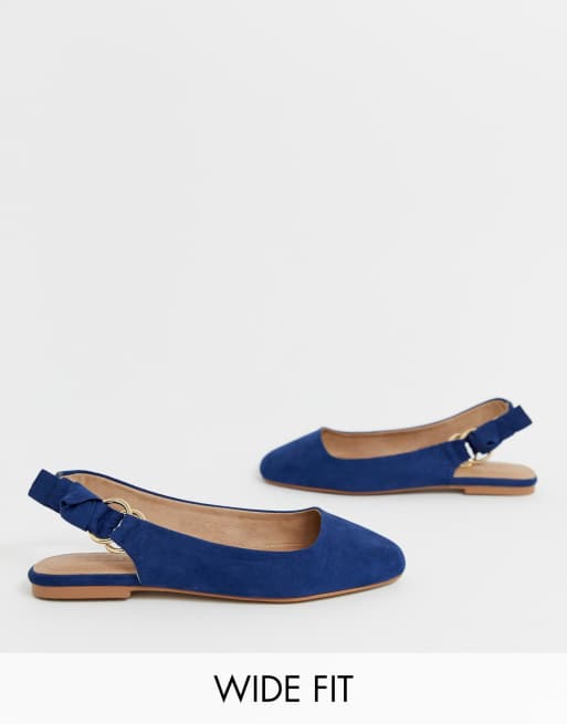 Navy blue 2024 flat slingback shoes