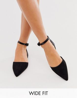 Wide Fit Valuate pointed ballet flats 