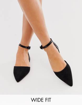 wide fit black flats