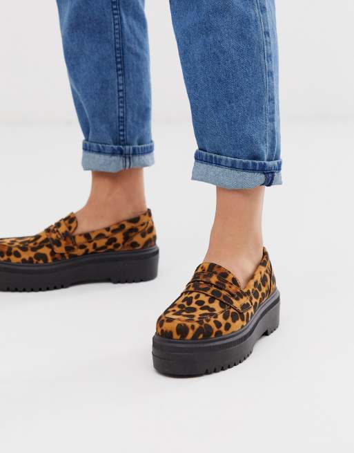 Asos leopard hot sale loafers