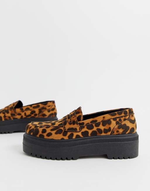 Asos leopard cheap loafers