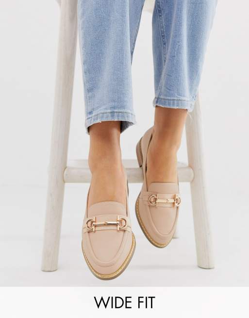 ASOS DESIGN Wide Fit Vapor snaffle loafer in beige | ASOS