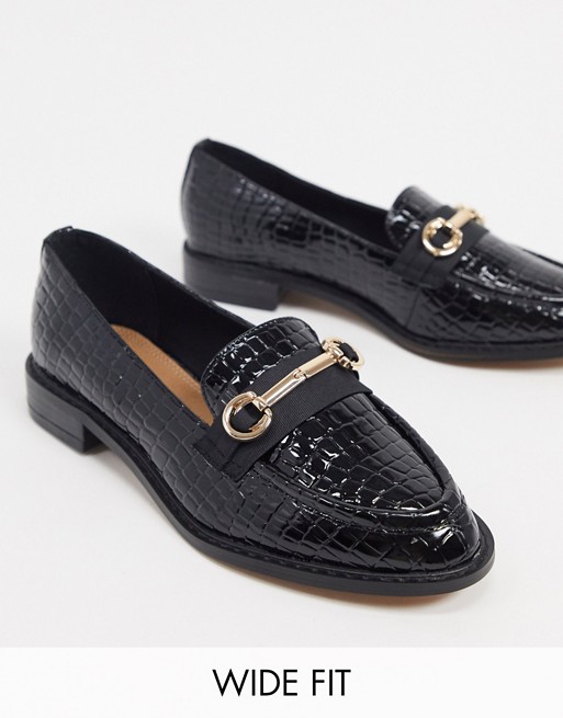 ASOS DESIGN Wide Fit Vapor snaffle loafer in black