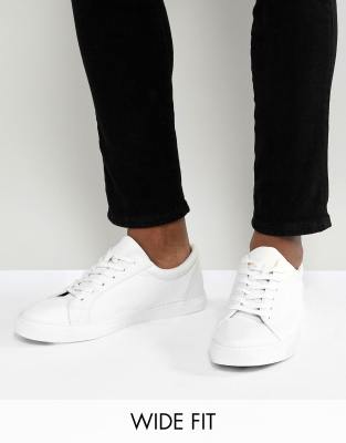 ASOS DESIGN Wide Fit Vegan Trainers In White